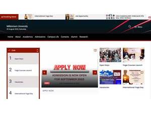 Millennium University's Website Screenshot