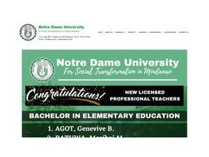 Notre Dame University's Website Screenshot