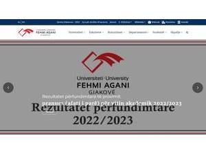 Universiteti i Gjakovës Fehmi Agani's Website Screenshot
