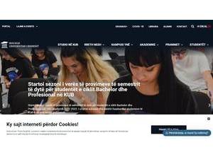 Kolegji Universitar i Biznesit's Website Screenshot