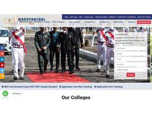 Madhyanchal Professional University's Website Screenshot