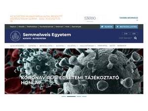 Semmelweis University's Website Screenshot
