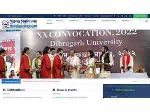 Dibrugarh University's Website Screenshot