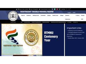 Rashtrasant Tukadoji Maharaj Nagpur University's Website Screenshot
