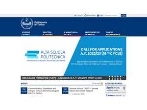 Polytechnic University of Turin's Website Screenshot