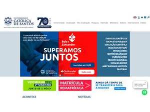 Catholic University of Santos's Website Screenshot