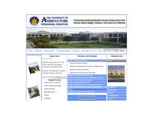 The University of Agriculture, Peshawar's Website Screenshot