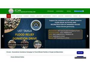 University of Engineering and Technology, Taxila's Website Screenshot