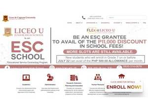 Liceo de Cagayan University's Website Screenshot