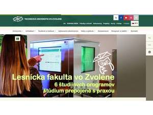 Technical University in Zvolen's Website Screenshot