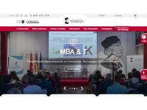 Universidad Antonio de Nebrija's Website Screenshot