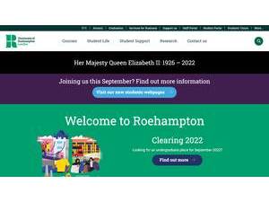 University of Roehampton's Website Screenshot