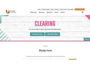 Teesside University's Website Screenshot