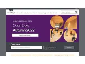 The University of Warwick's Website Screenshot