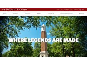 The University of Alabama's Website Screenshot