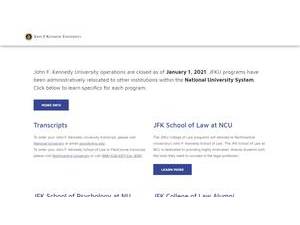 John F. Kennedy University's Website Screenshot