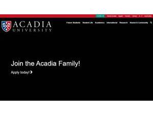 Acadia University's Website Screenshot