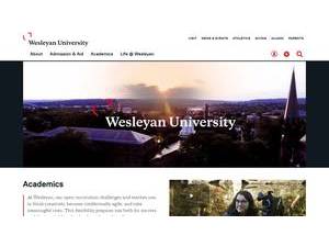 Wesleyan University's Website Screenshot