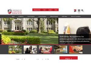 University of Central Missouri's Website Screenshot