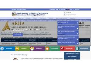 शेर-ए-कश्मीर कृषि विज्ञान एवं प्रौद्योगिकी विश्वविद्यालय's Website Screenshot