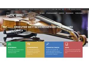 Musik und Kunst Privatuniversität der Stadt Wien's Website Screenshot
