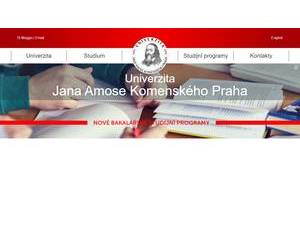 Univerzita Jana Amose Komenského Praha's Website Screenshot