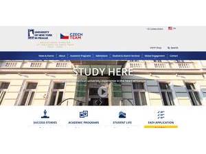 University of New York in Prague's Website Screenshot